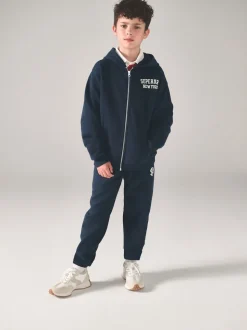 Superdry Navy White Sweat Top & Shorts Set