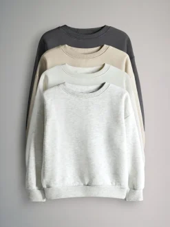 The Set 4 Pack Crew Neck Jersey Sweatshirts Neutral/Grey