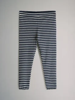 The Set 4 Pack Rib Cotton Leggings Navy Blue/Red/Pink/Stripe