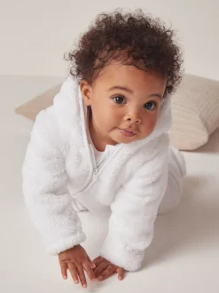 The White Company Fleece White Romper