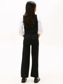 Tommy Hilfiger Black Sequin Wide Leg Drawstring Trousers