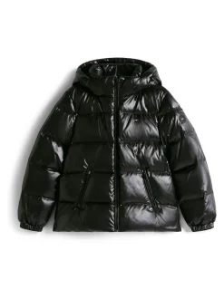 Tommy Hilfiger Black Shiny Relaxed Hooded Puffer Jacket