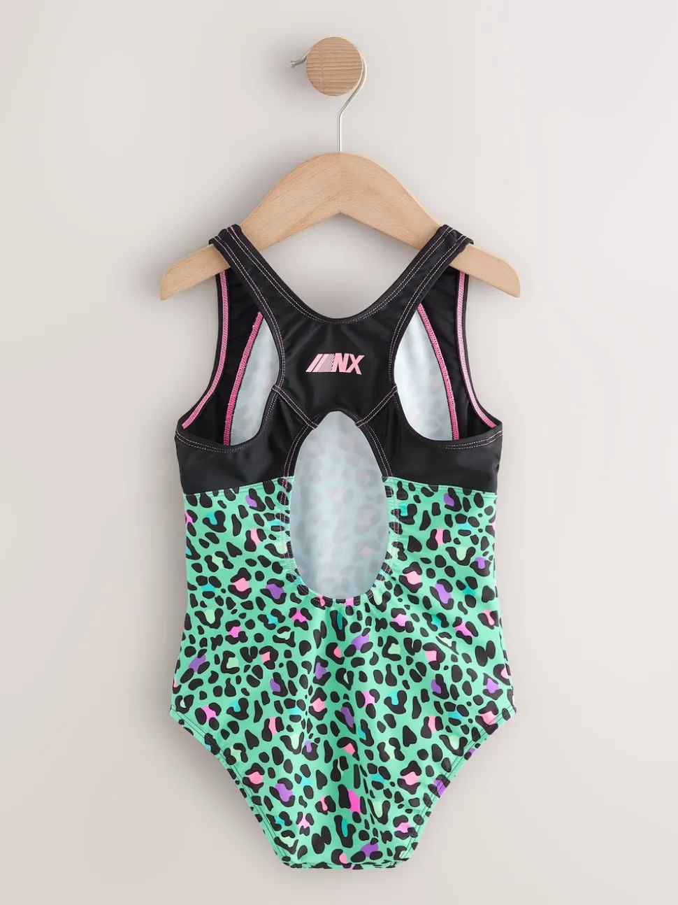 Turquoise Blue Animal Sports Open Back Swimsuit (3-16yrs)
