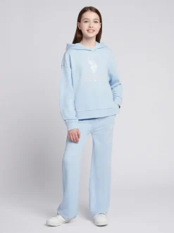 U.S. Polo Assn. Blue Girls Brushed Back Hoodie & Joggers Set