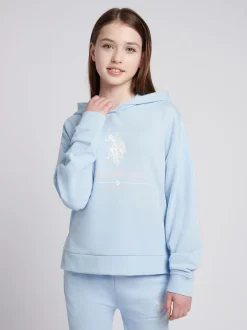 U.S. Polo Assn. Blue Girls Brushed Back Hoodie & Joggers Set