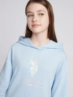 U.S. Polo Assn. Blue Girls Brushed Back Hoodie & Joggers Set