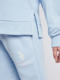 U.S. Polo Assn. Blue Girls Brushed Back Hoodie & Joggers Set