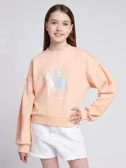 U.S. Polo Assn. Orange Double Horsemen Puff Sleeve Sweater