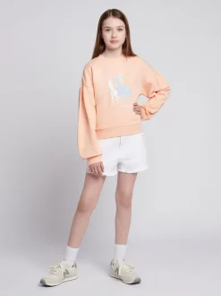 U.S. Polo Assn. Orange Double Horsemen Puff Sleeve Sweater