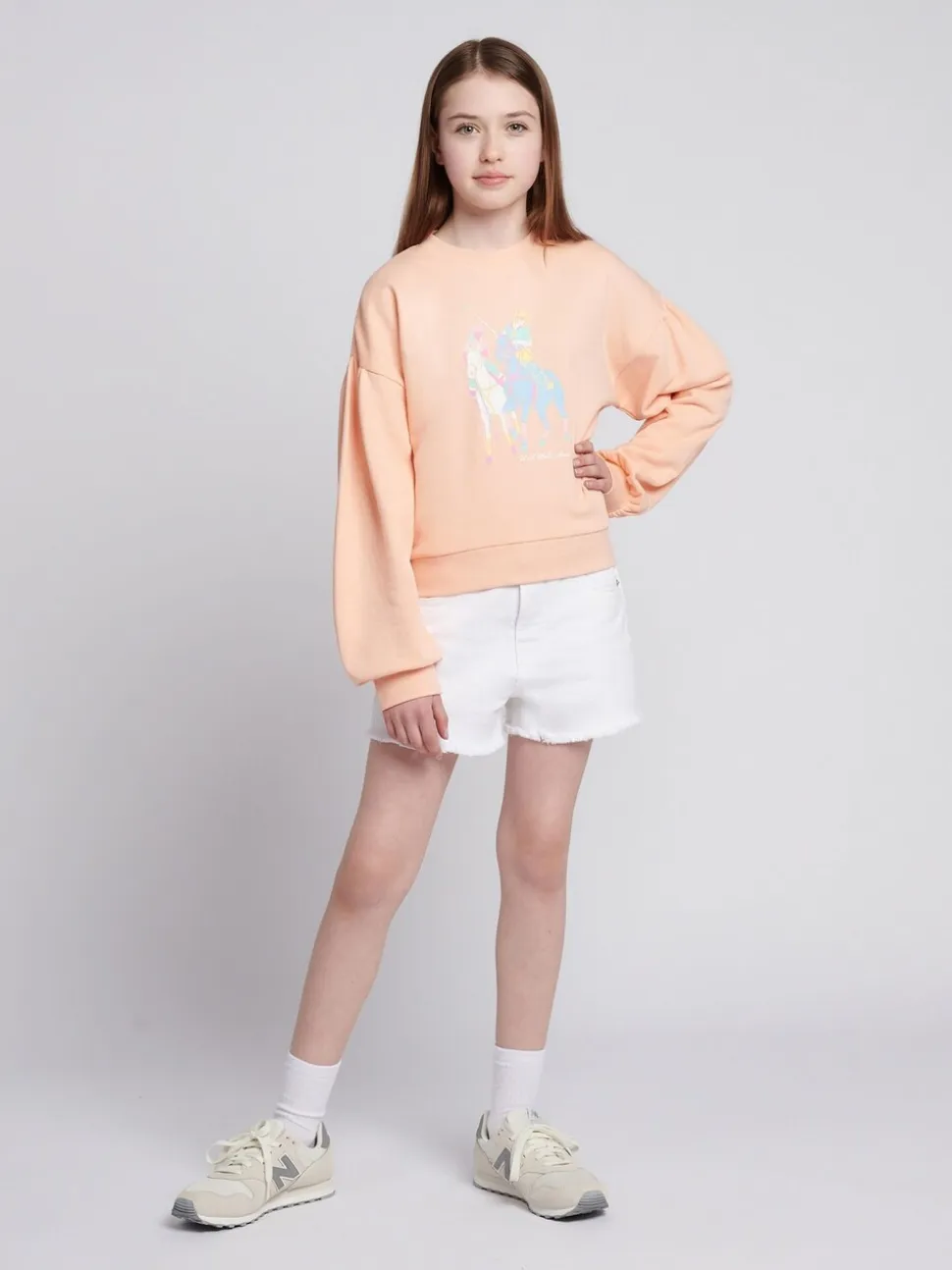 U.S. Polo Assn. Orange Double Horsemen Puff Sleeve Sweater