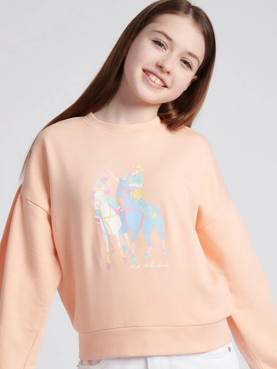 U.S. Polo Assn. Orange Double Horsemen Puff Sleeve Sweater