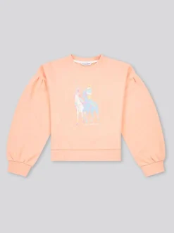 U.S. Polo Assn. Orange Double Horsemen Puff Sleeve Sweater
