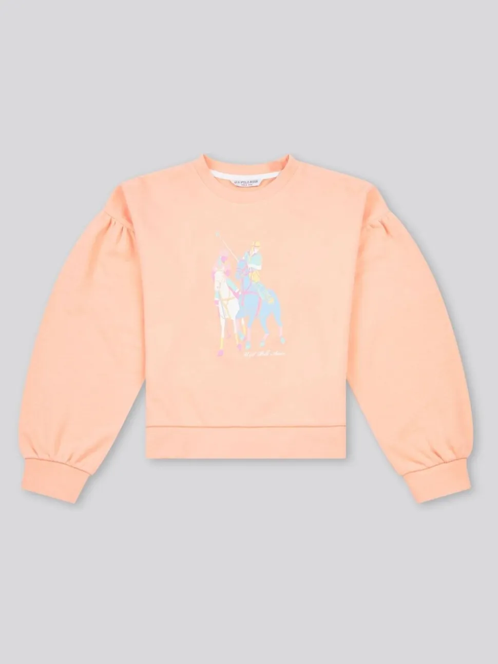 U.S. Polo Assn. Orange Double Horsemen Puff Sleeve Sweater