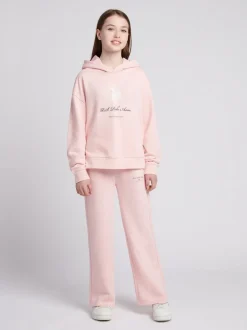 U.S. Polo Assn. Pink Girls Brushed Back Hoodie & Joggers Set