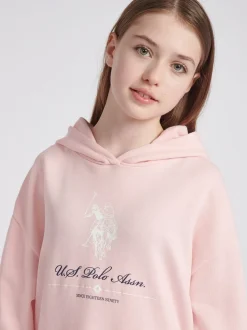 U.S. Polo Assn. Pink Girls Brushed Back Hoodie & Joggers Set