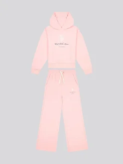 U.S. Polo Assn. Pink Girls Brushed Back Hoodie & Joggers Set