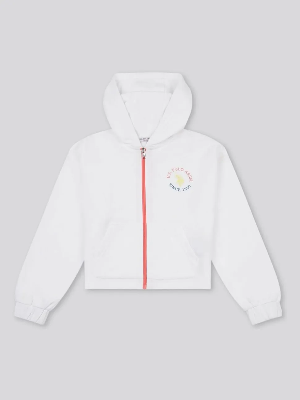 U.S. Polo Assn. White Graphic Print Zip Through Sweater