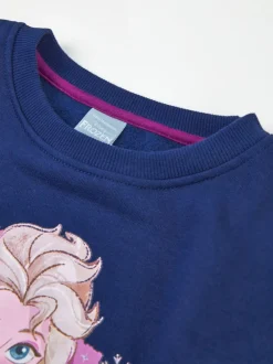 Vanilla Underground Blue Girls Frozen Longline Sweatshirt With Trim