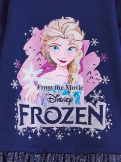 Vanilla Underground Blue Girls Frozen Longline Sweatshirt With Trim