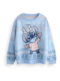 Vanilla Underground Blue Girls Disney Stitch Christmas Jumpers