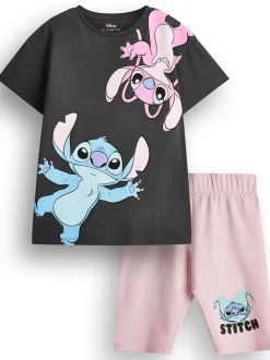 Vanilla Underground Grey Girls 100% Cotton Stitch T-Shirt and Cycling Shorts Set