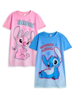Vanilla Underground Pink Girls Disney Stitch Night Dress 2 Pack