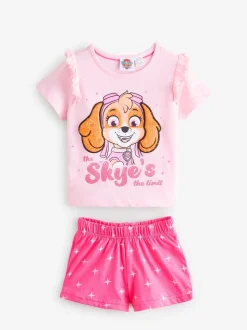Vanilla Underground Pink Girls Paw Patrol Skye Short Sleeve Leg 100% Cotton Pyjamas Set