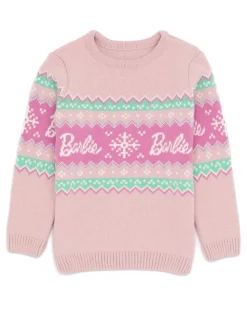 Vanilla Underground Pink Barbie Kids Christmas Jumper