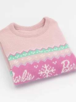 Vanilla Underground Pink Barbie Kids Christmas Jumper