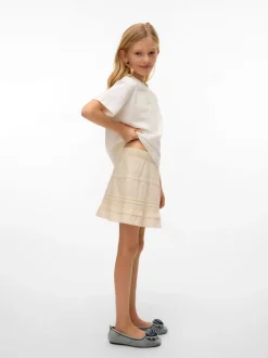 VERO MODA Cream Elasticated Waist Woven Mini Skirt