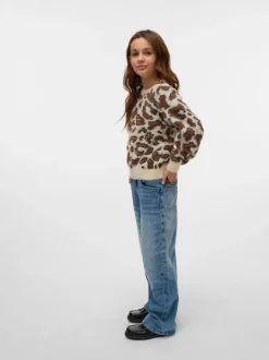 Vero Moda Cream Leopard Print Knitted Jumper
