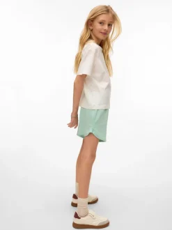 VERO MODA Girls Green Mid Rise Jersey Sweat Shorts