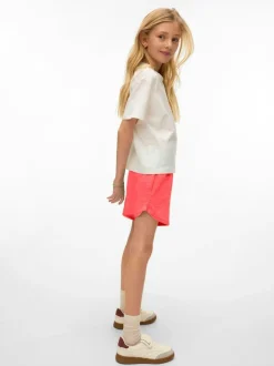 VERO MODA Girls Pink Mid Rise Jersey Sweat Shorts