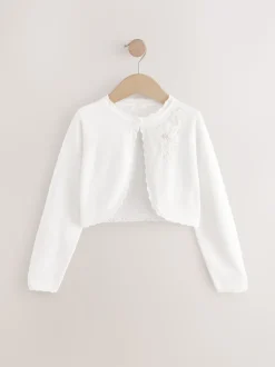 White 100% Cotton Embellished Occasion Cardigan (3-16yrs)