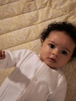 White Cable Knitted Baby Cardigan