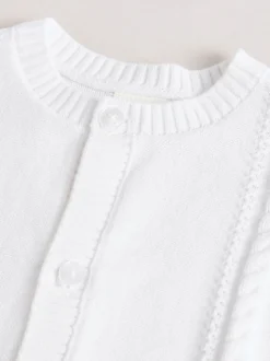 White Cable Knitted Baby Cardigan