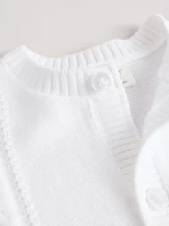 White Cable Knitted Baby Cardigan