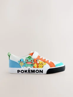 White Colourblock Pokemon Elastic Lace Trainers