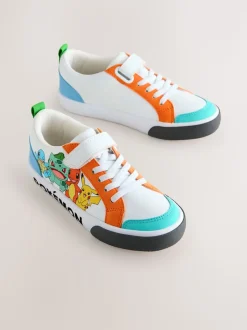 White Colourblock Pokemon Elastic Lace Trainers