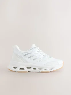 White Elastic Lace Slip On Trainers