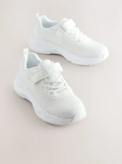 White Elastic Lace-Up Trainers