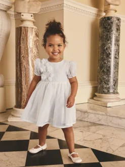 White Flower Corsage Dress (3mths-8yrs)