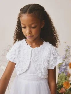 White Flower Girl Occasion Shrug (3-12yrs)