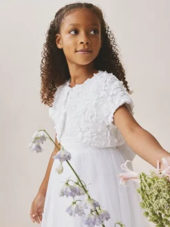 White Flower Girl Occasion Shrug (3-12yrs)