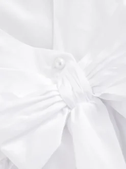 White Flower Girl Taffeta Bow Dress (3mths-8yrs)