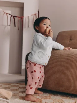 White Heart Pocket Button Through Baby Cardigan (0mths-2yrs)