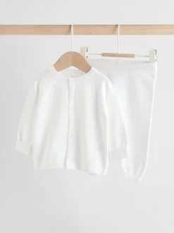 White Knitted Baby Jumper And Legging Set (0-12mths)