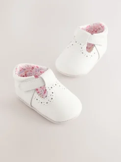 White Leather Baby T-Bar Shoes (0-24mths)