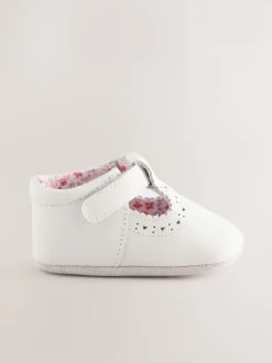 White Leather Baby T-Bar Shoes (0-24mths)