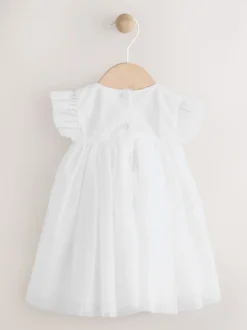 White Mesh Baby Dress (0mths-2yrs)